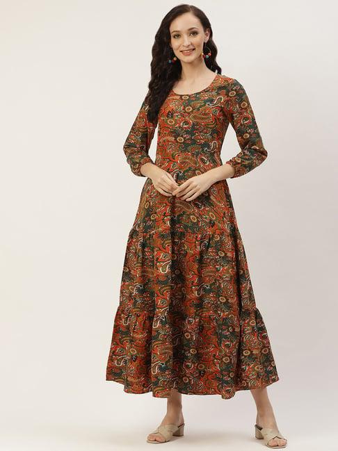 deewa multicolor printed midi dress