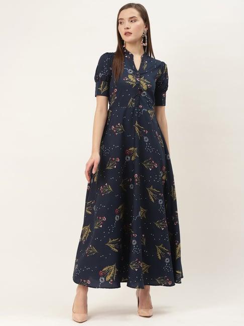 deewa navy floral print gown