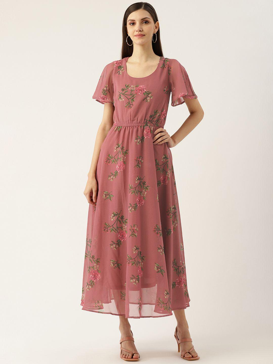 deewa pink floral georgette maxi dress