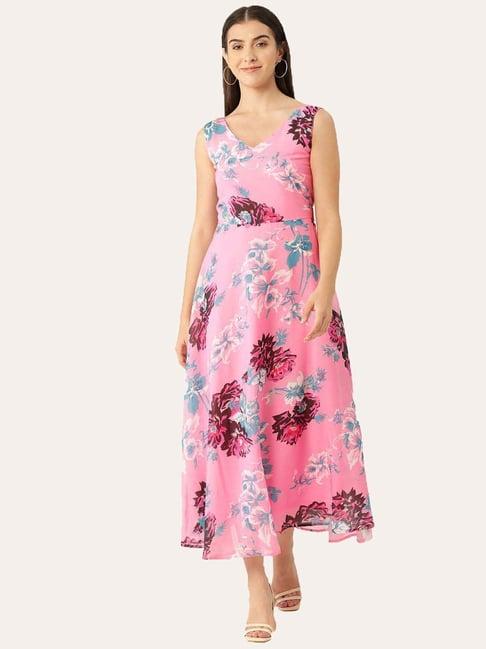 deewa pink floral print a-line dress