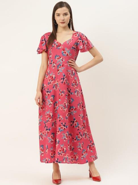 deewa pink floral print gown