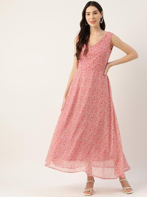 deewa pink floral print gown