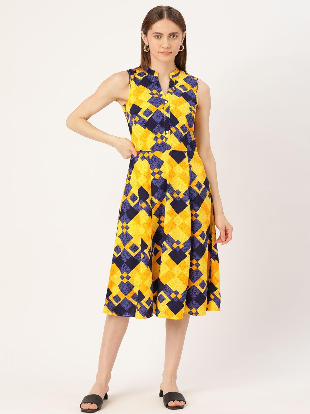 deewa printed crepe a-line midi dress