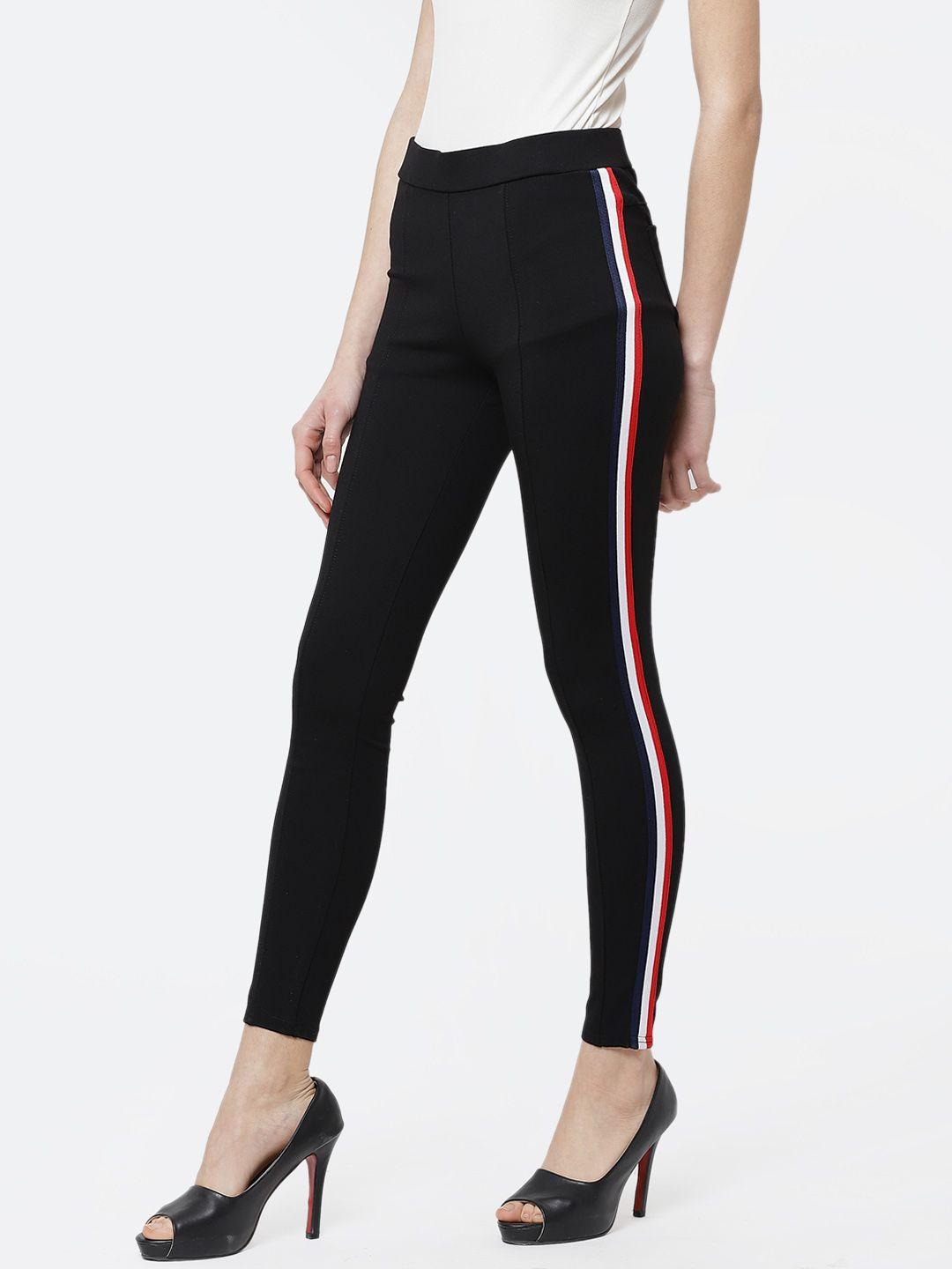 deewa women black solid treggings