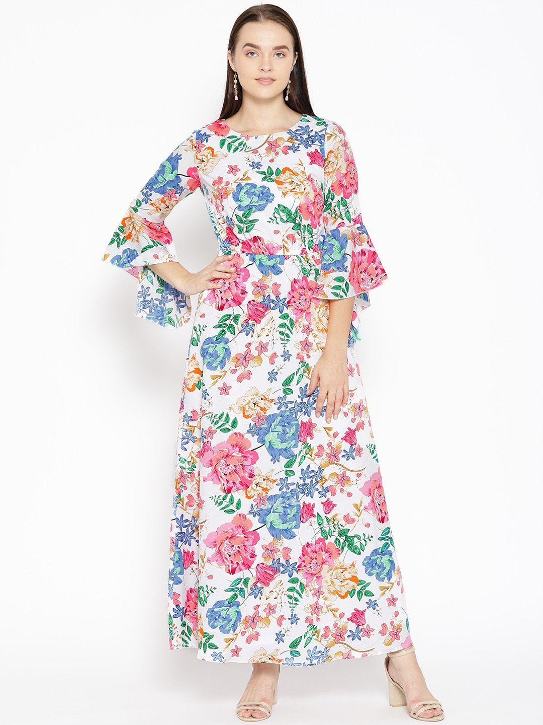 deewa women multicoloured floral print maxi dress