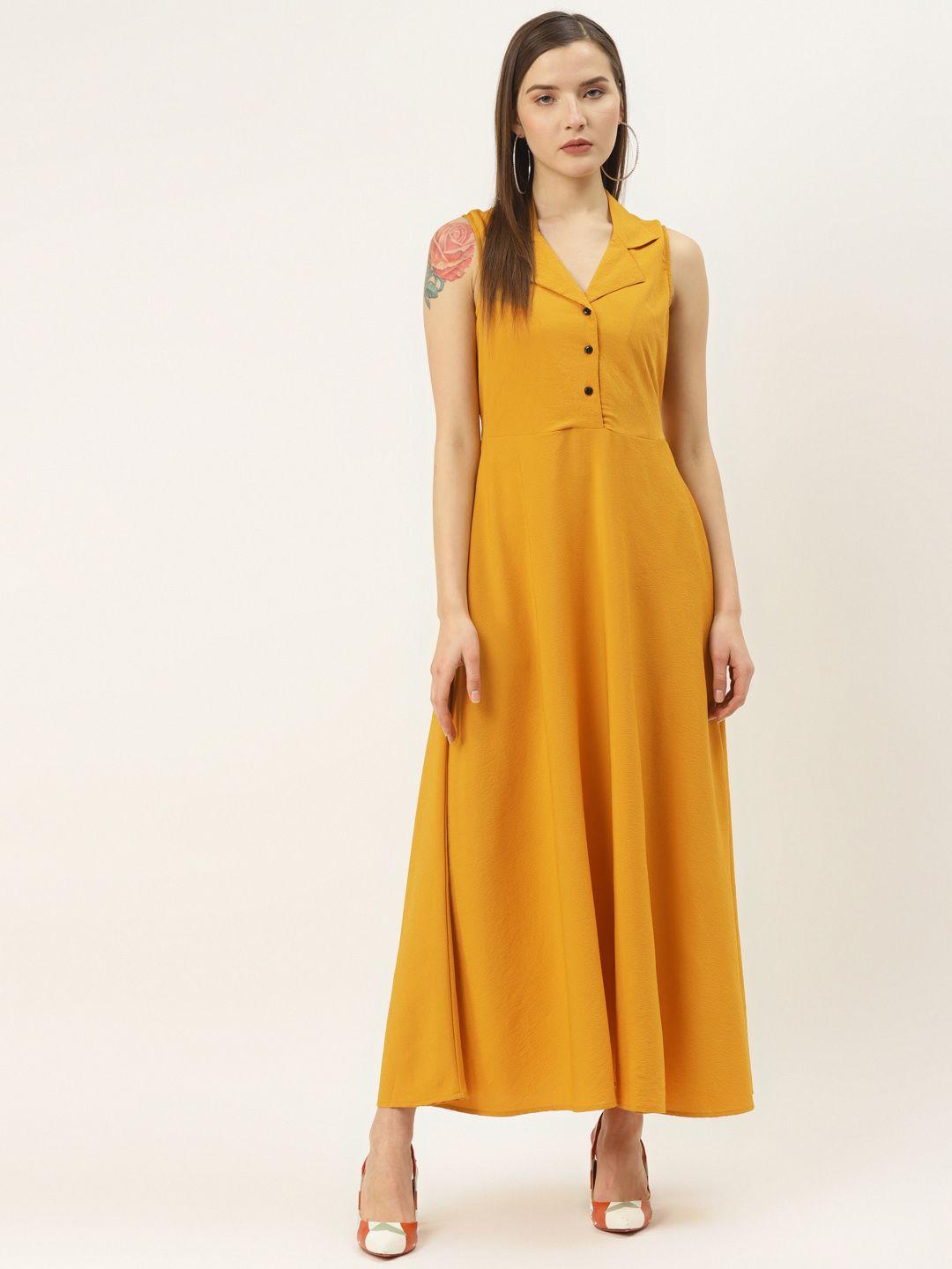 deewa women mustard yellow solid maxi dress