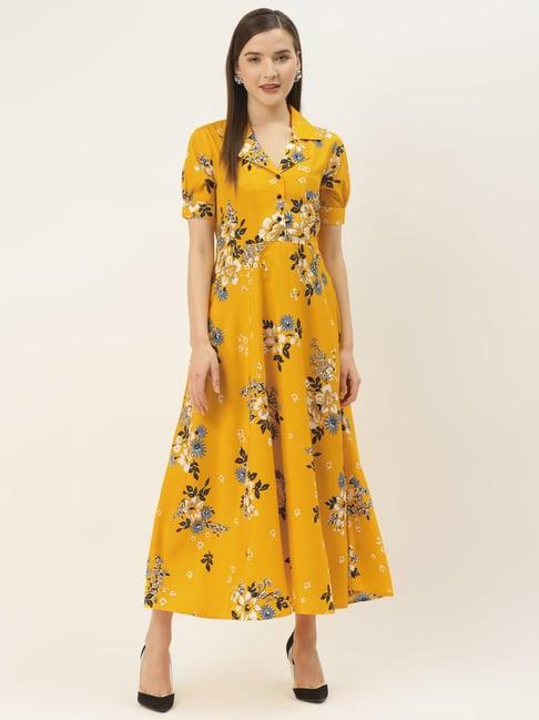 deewa yellow floral print gown