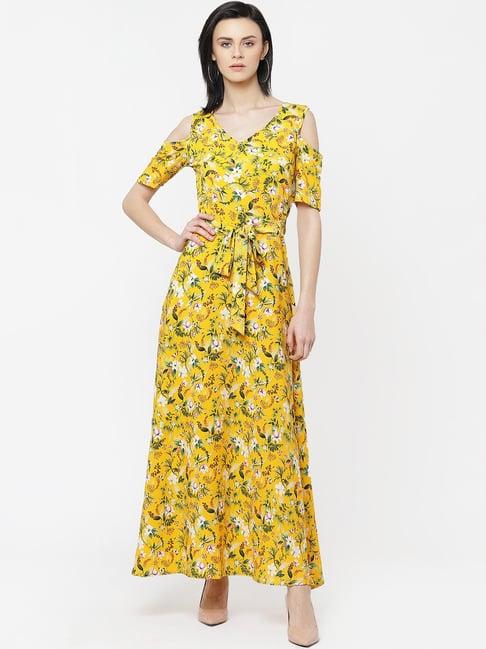 deewa yellow floral print gown