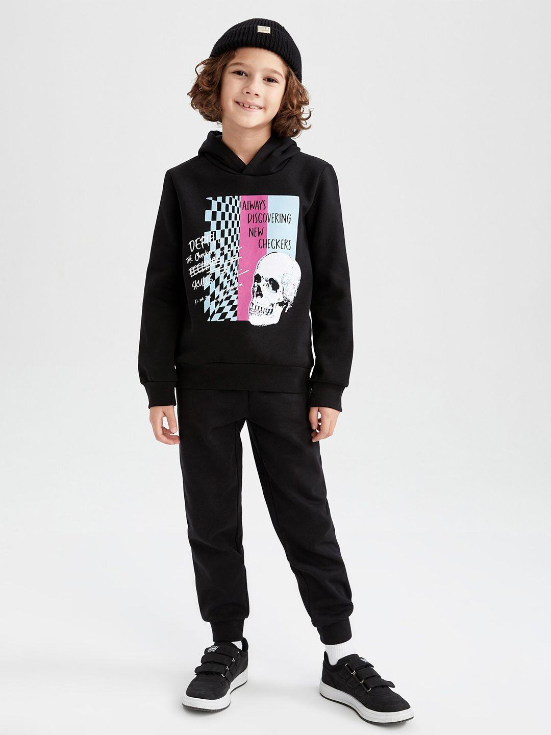 defacto boys black & white printed pure cotton t-shirt with leggings