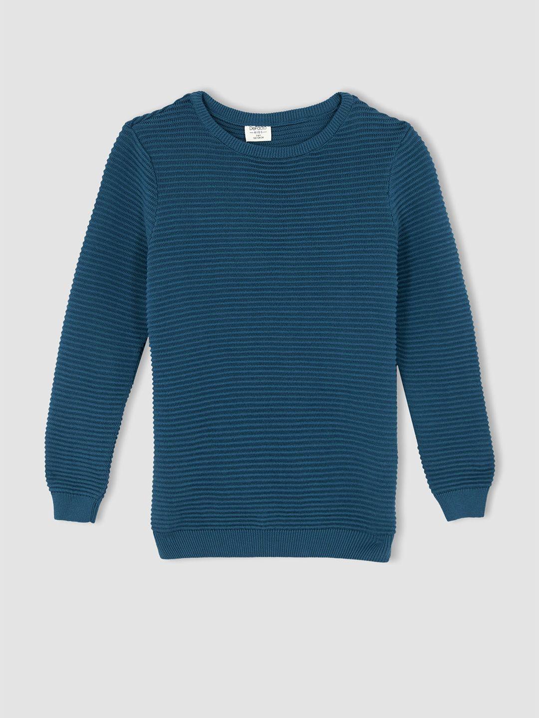 defacto boys blue cotton solid pullover