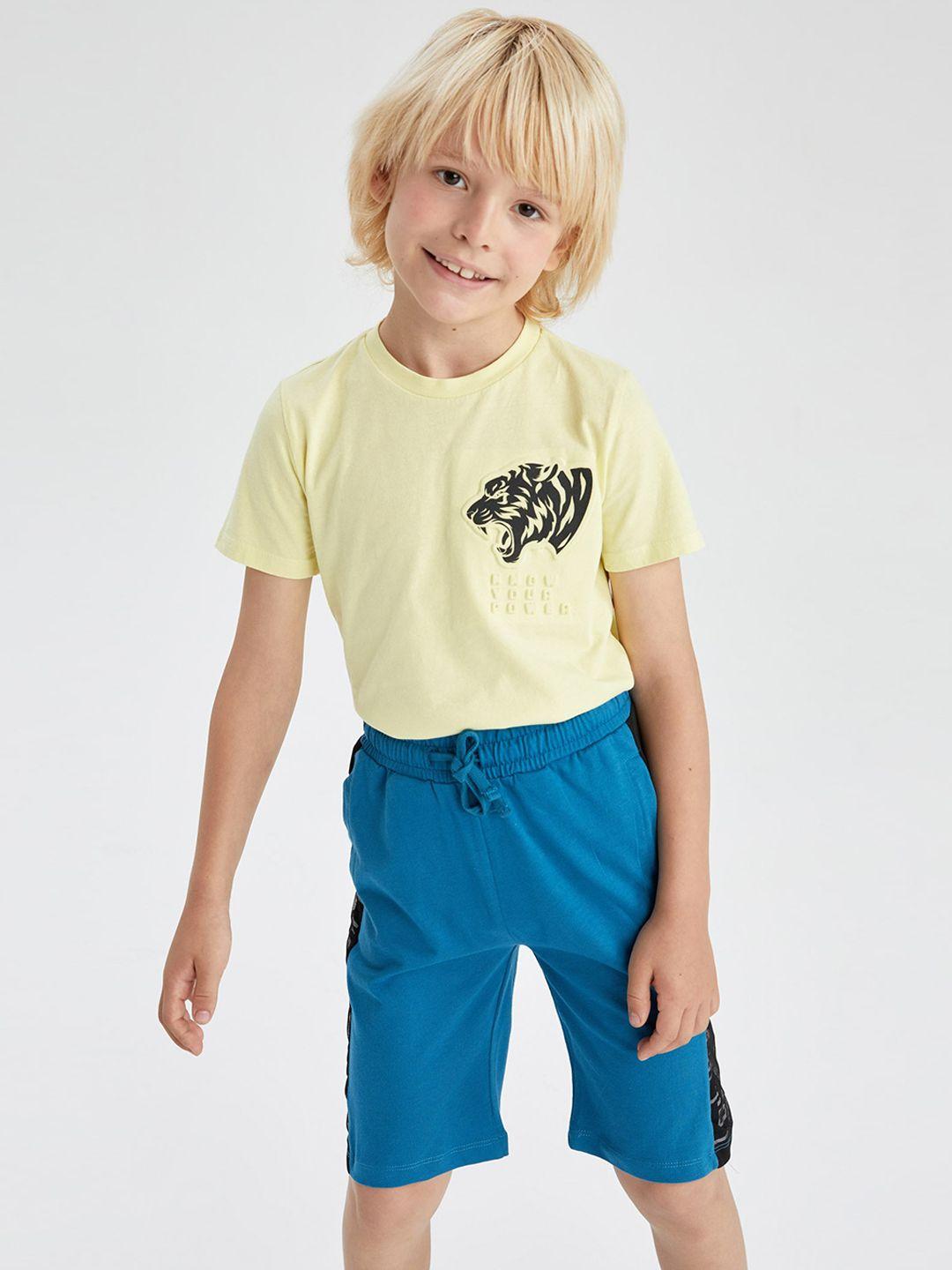 defacto boys typography printed pure cotton shorts