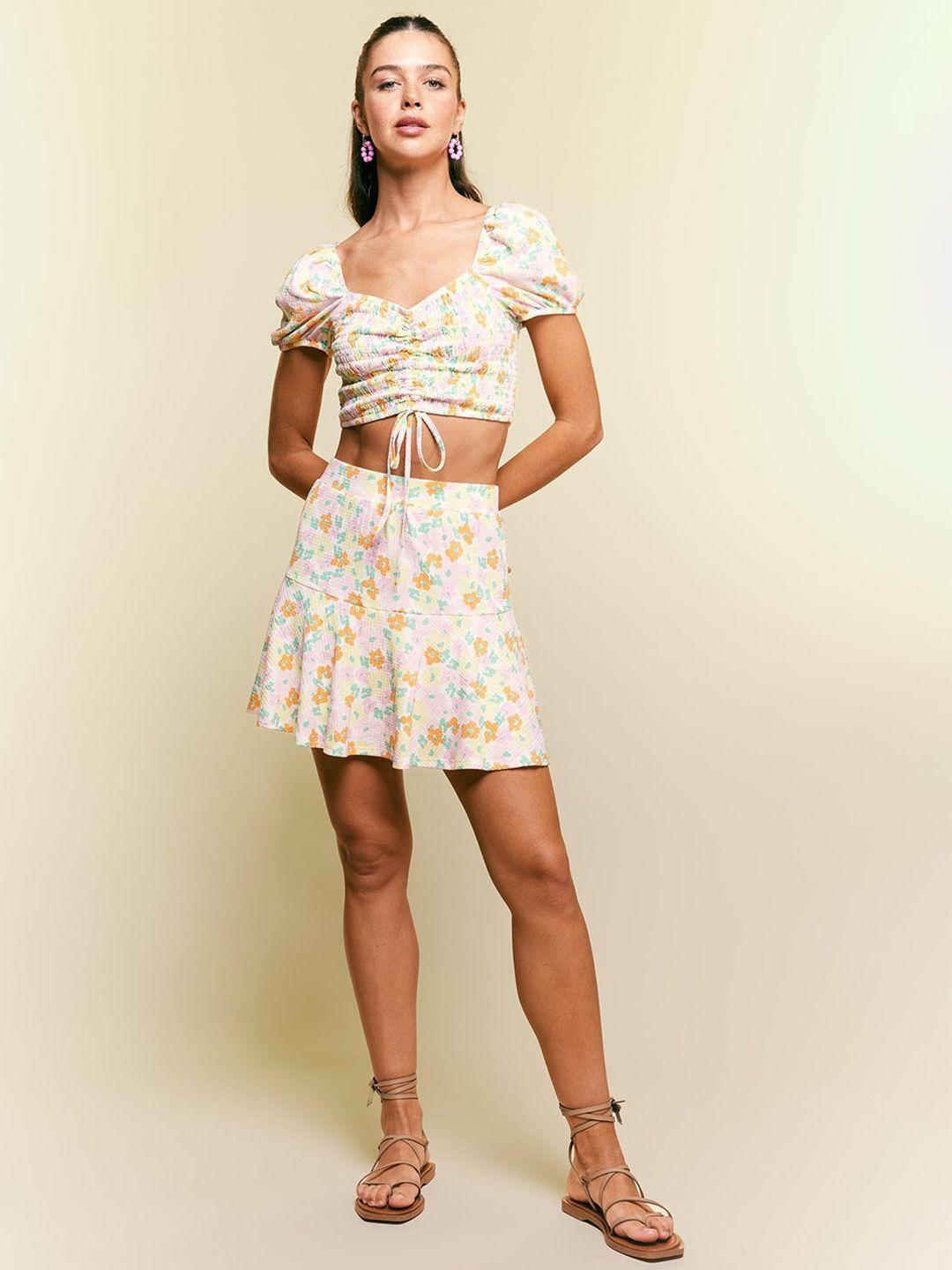 defacto floral printed a-line mini skirt