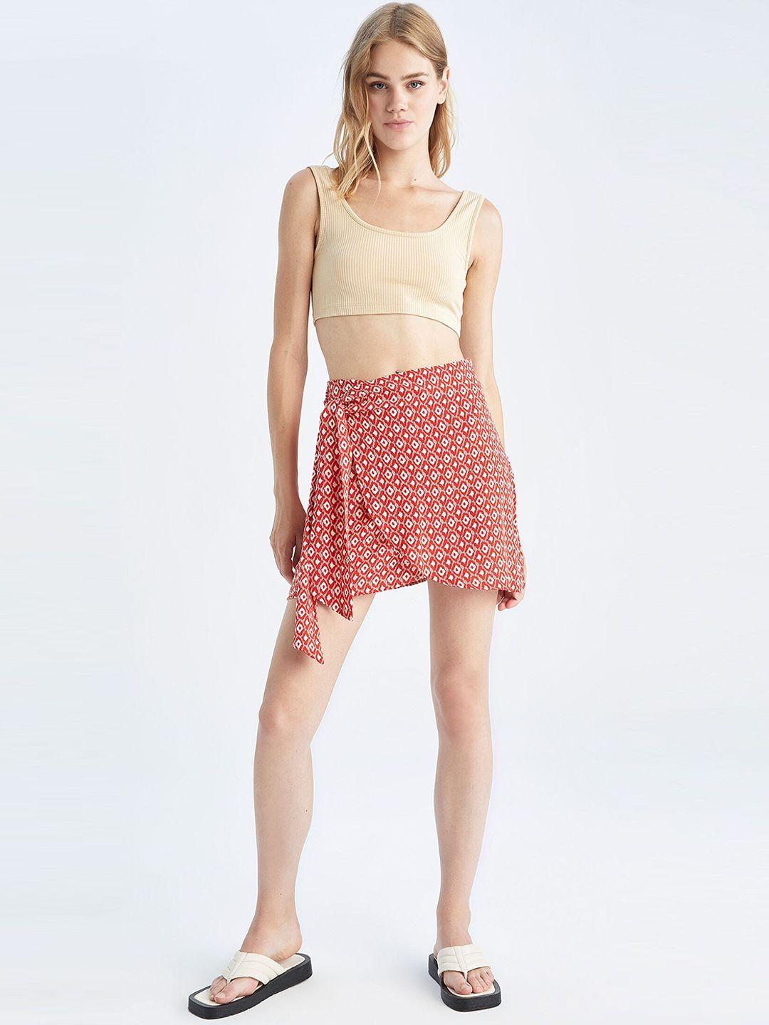 defacto geometric printed mini wrap skirt
