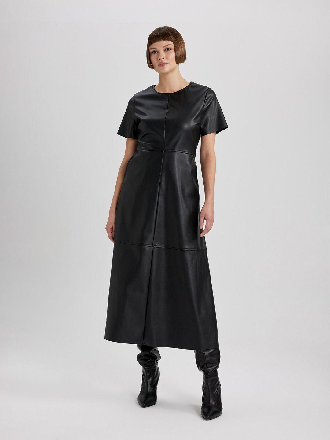 defacto round neck short sleeves maxi a-line dress