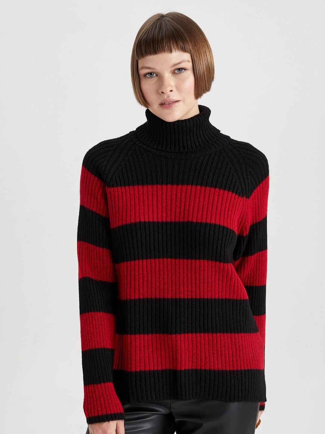 defacto striped turtle neck long sleeves pullover
