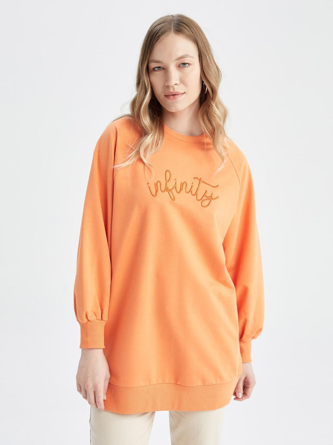 defacto typography embroidered raglan sleeves sweatshirt
