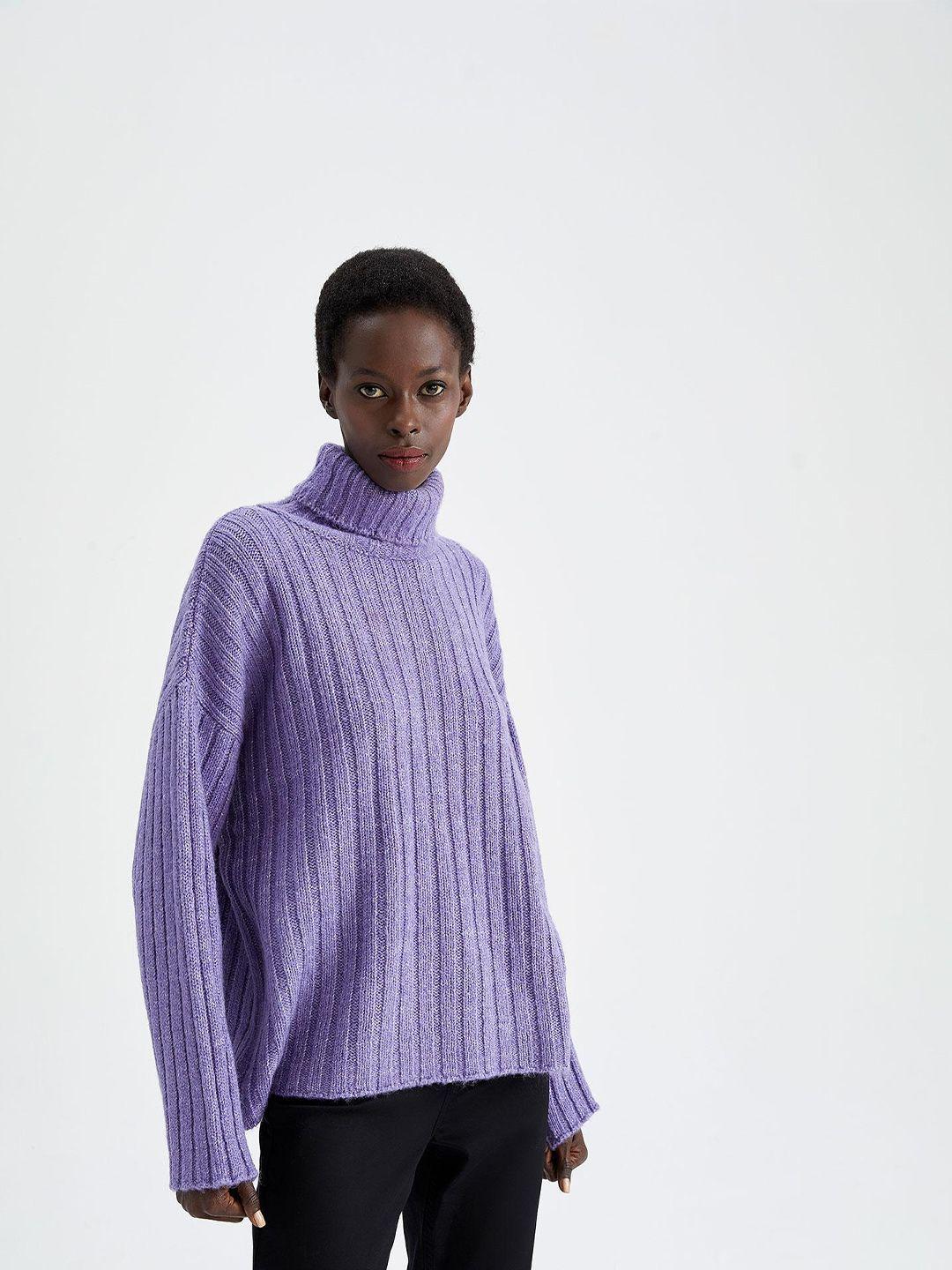defacto women purple cable knit pullover