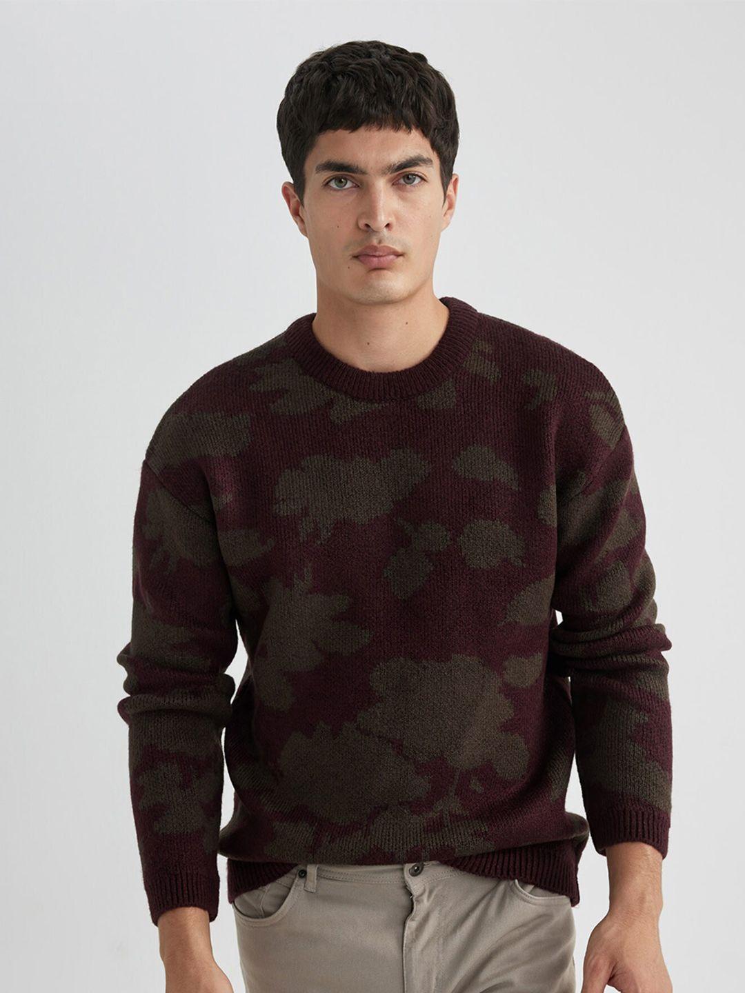 defacto abstract printed pullover sweater