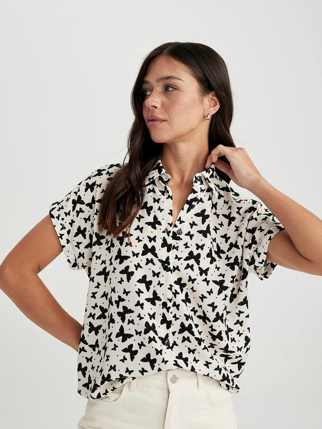 defacto animal printed opaque casual shirt