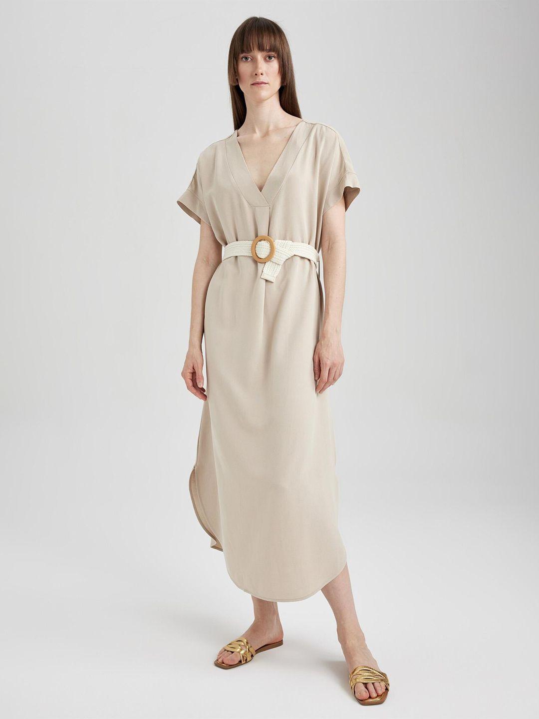 defacto belted a-line midi dress