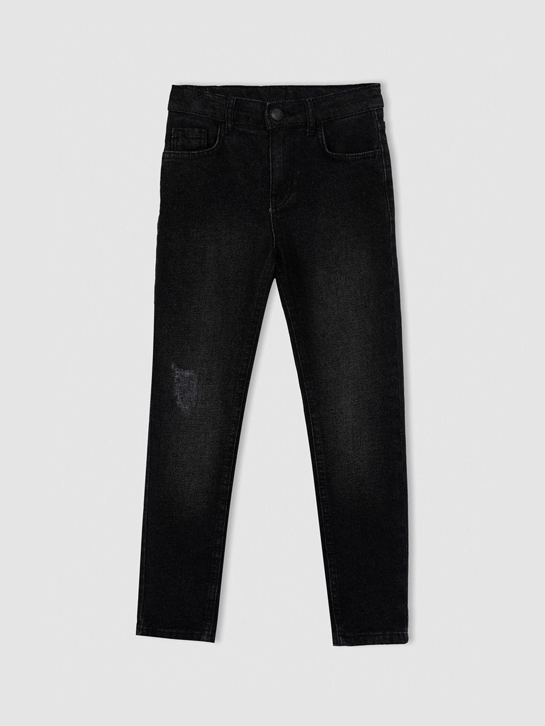 defacto boys black mildly distressed stretchable jeans