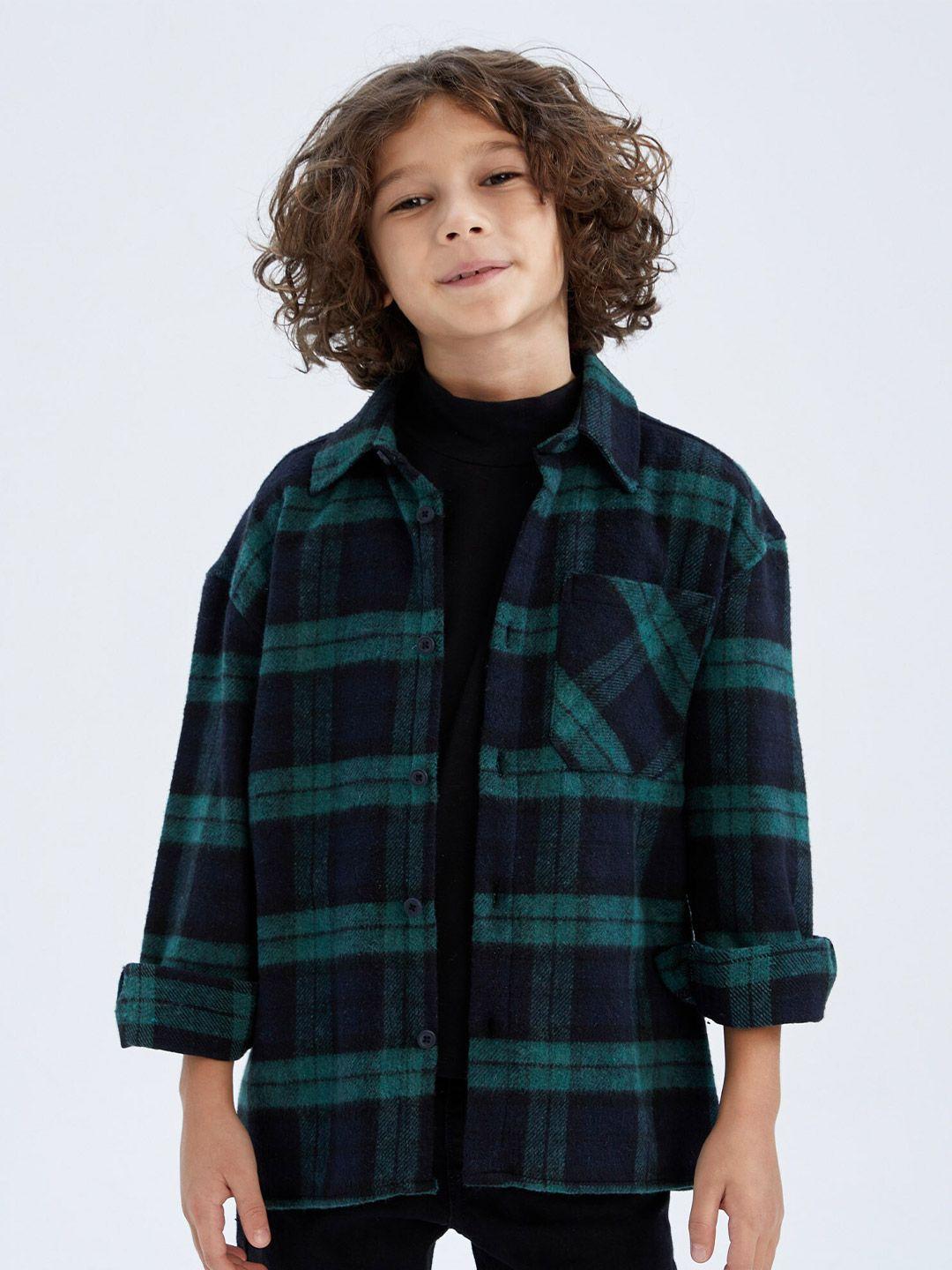 defacto boys checked cutaway collar casual shirt