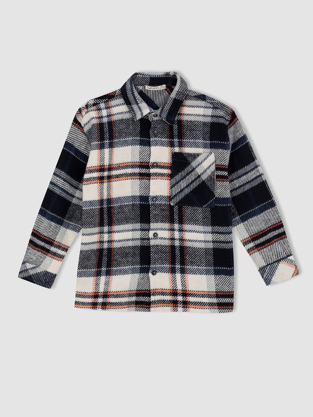 defacto boys navy blue tartan checks checked casual shirt