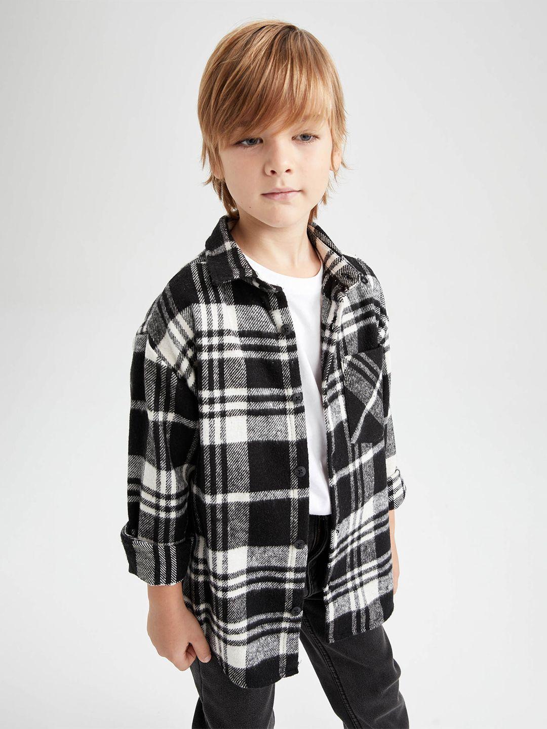 defacto boys tartan checked casual shacket