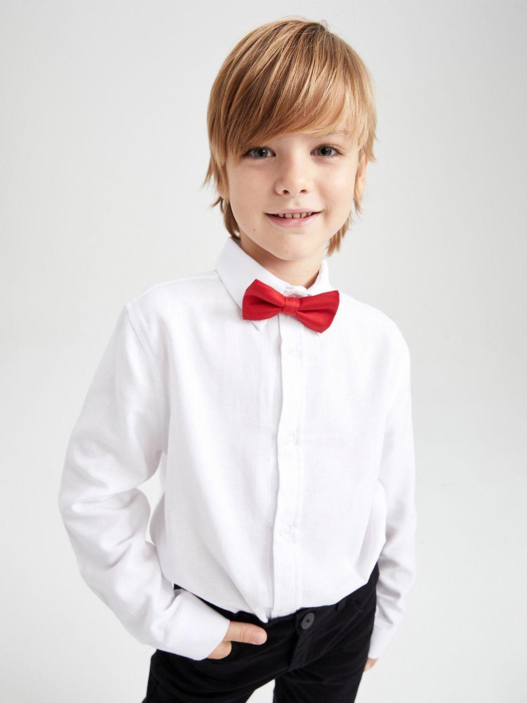 defacto boys white solid pure cotton casual shirt