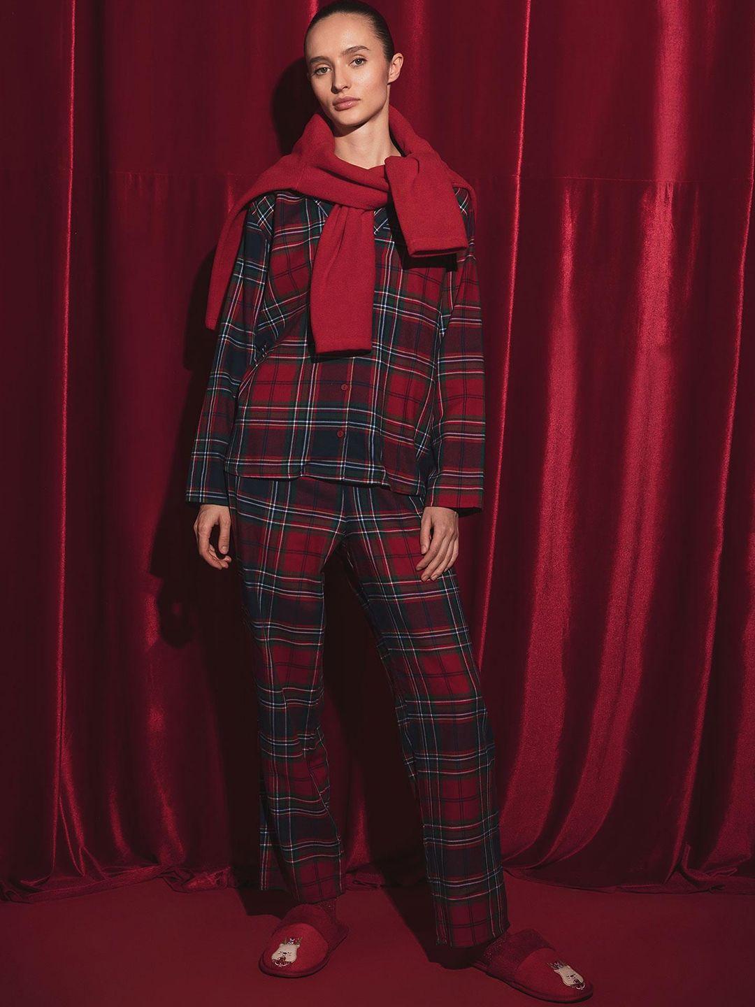 defacto checked pure cotton night suit
