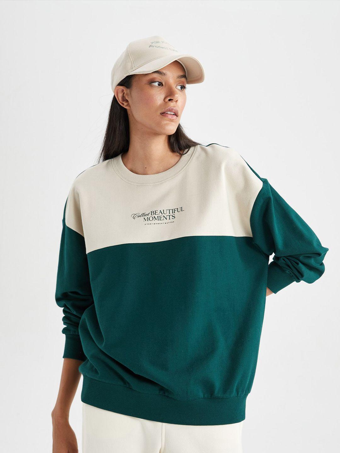 defacto colourblocked ribbed pullover sweatshirt