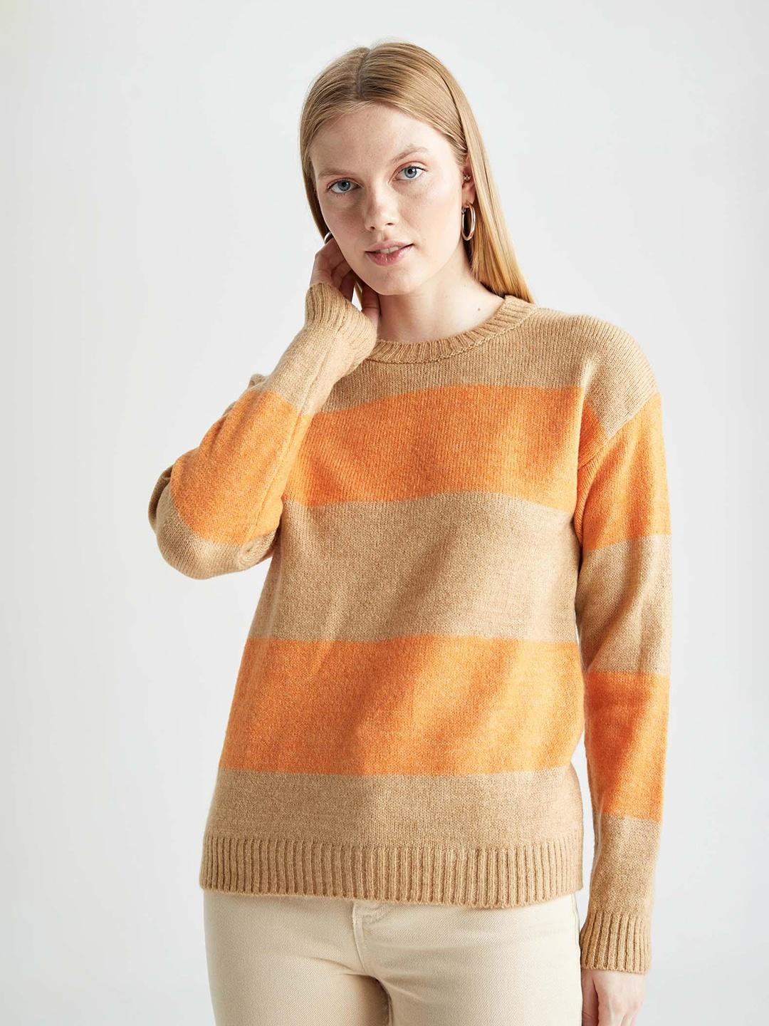 defacto colourblocked round neck pullover sweater