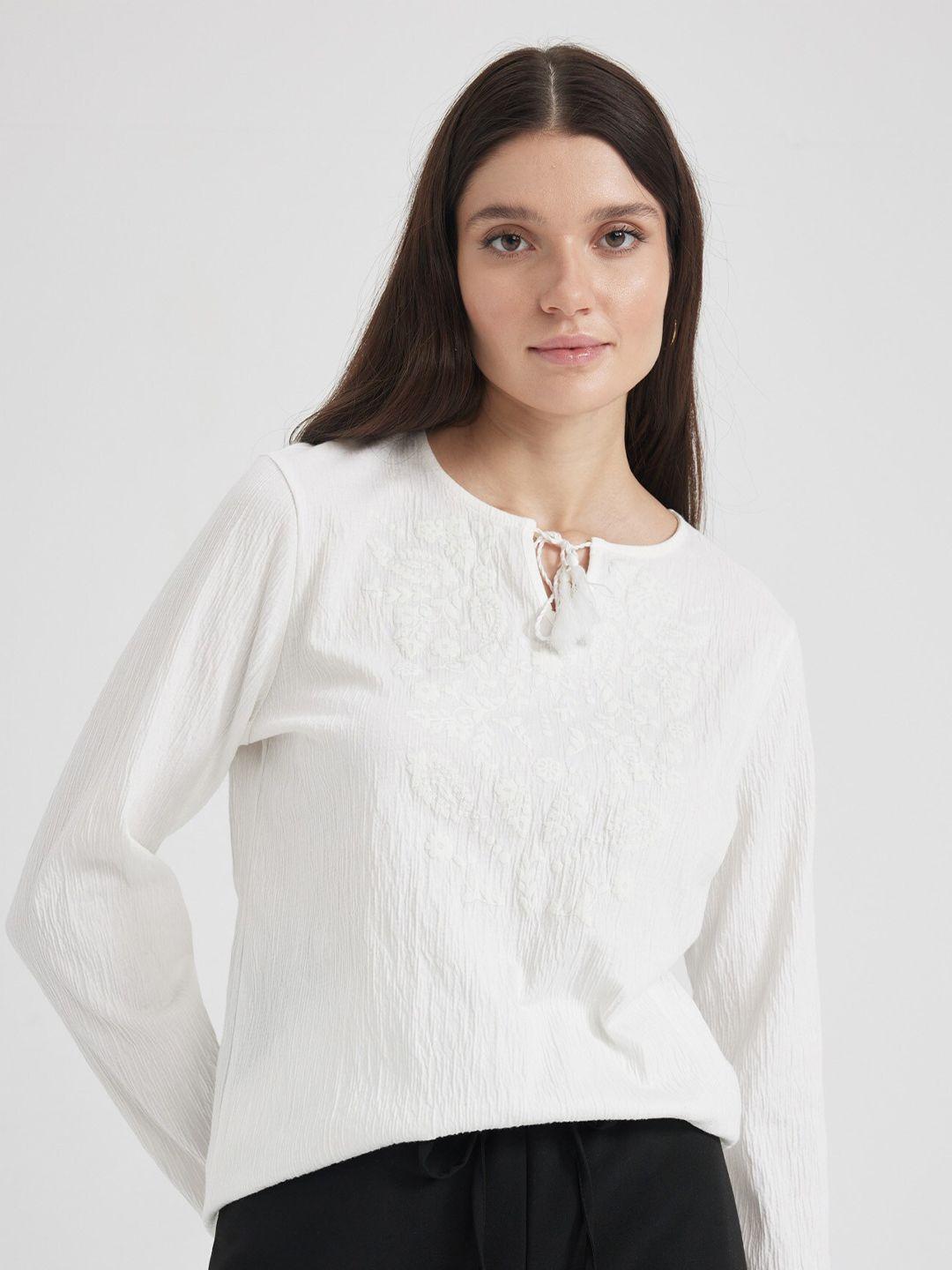 defacto floral embroidered long sleeves top