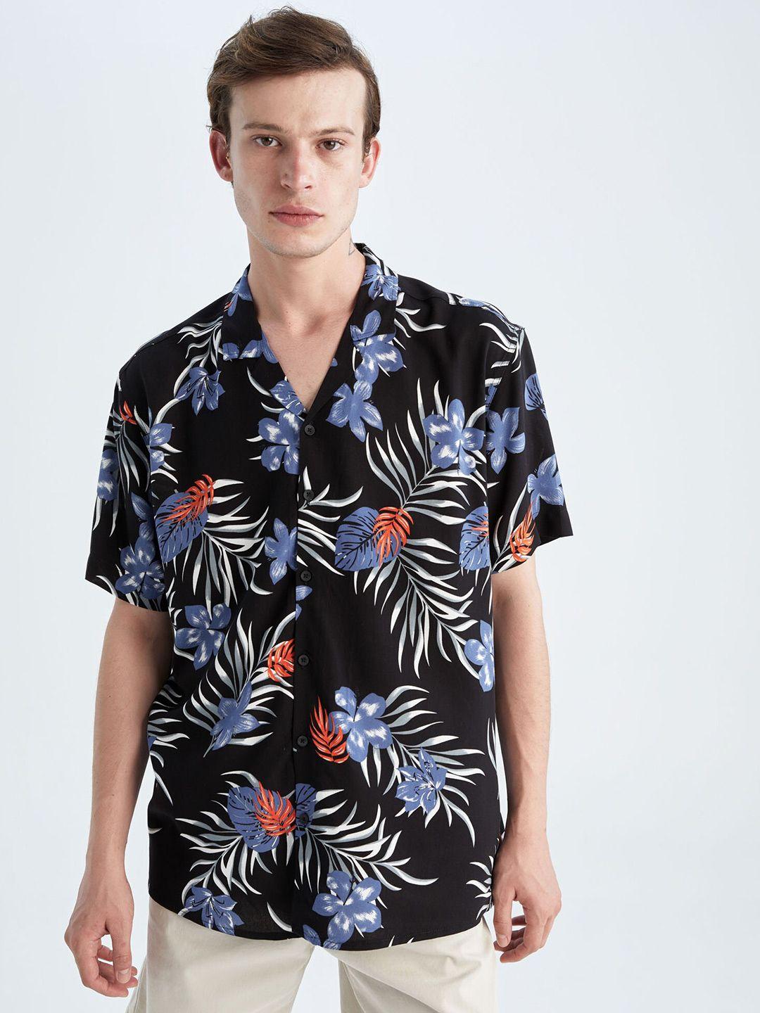 defacto floral printed spread collar opaque casual shirt