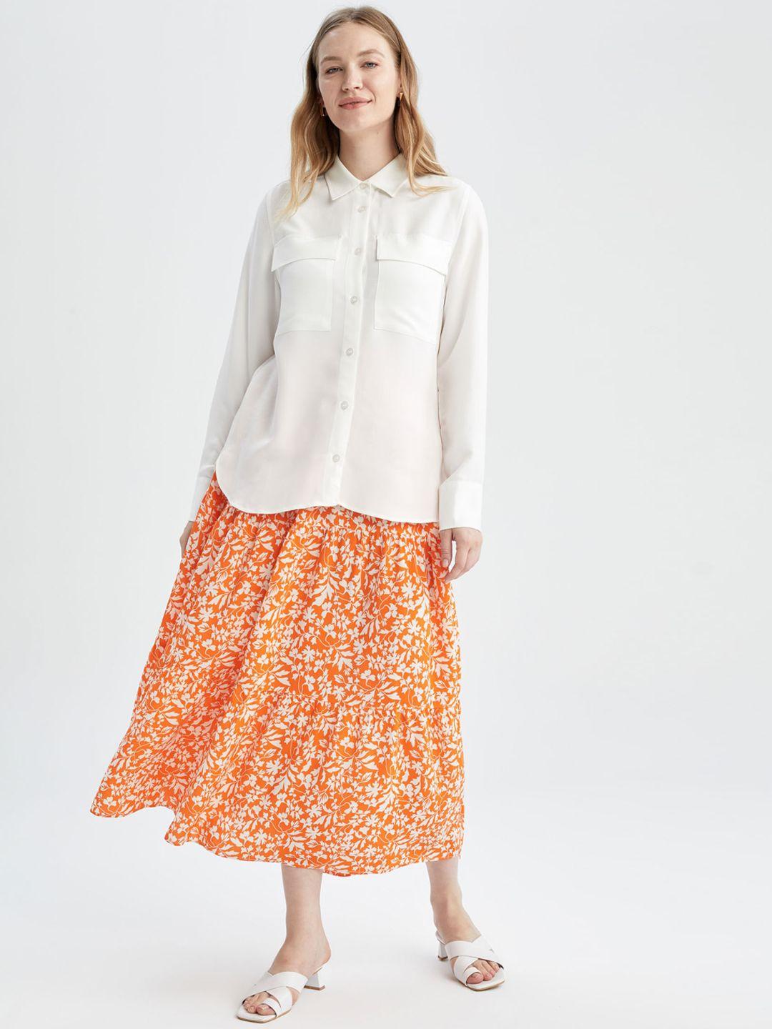 defacto floral printed tiered midi skirt