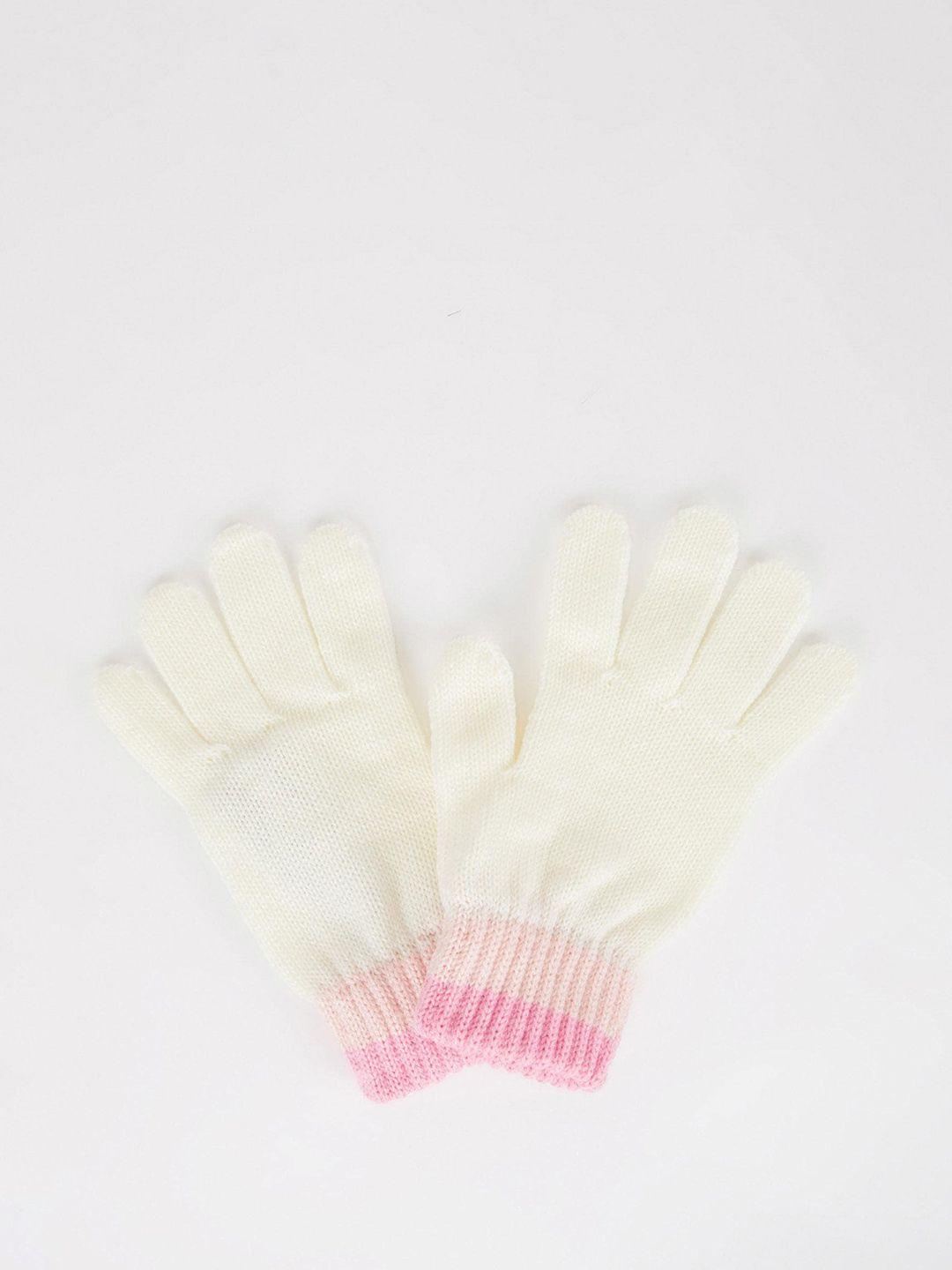 defacto girls white solid acrylic hand gloves