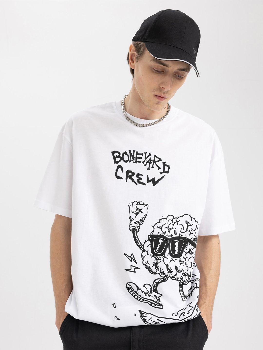 defacto graphic printed drop shoulder pure cotton oversize fit t-shirt