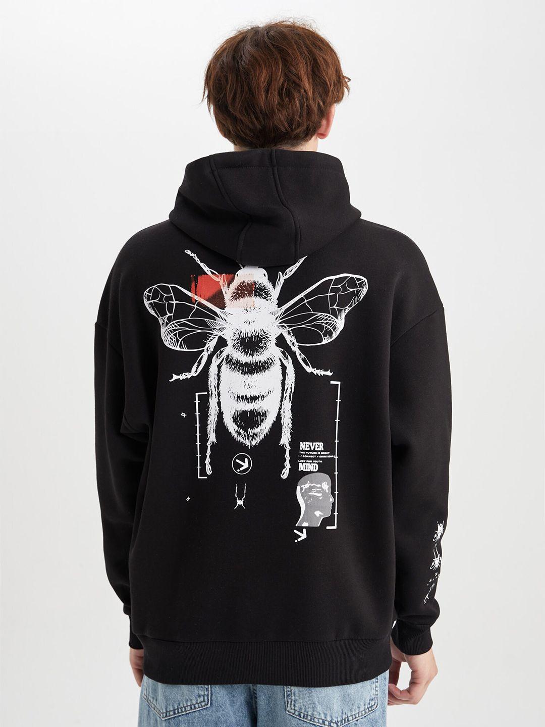 defacto graphic printed hooded pullover