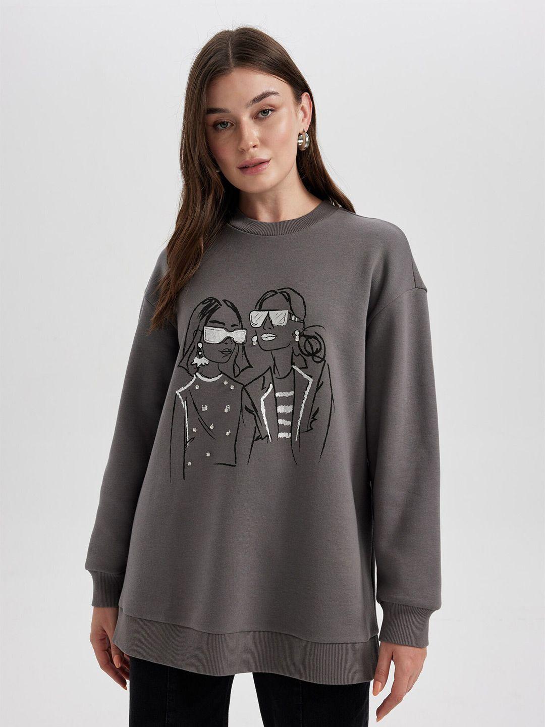 defacto graphic printed pullover sweatshirt