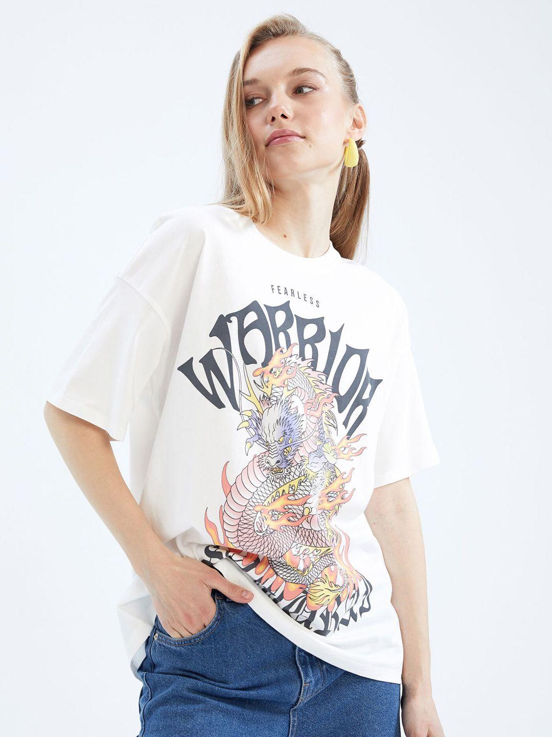 defacto graphic printed pure cotton t-shirt