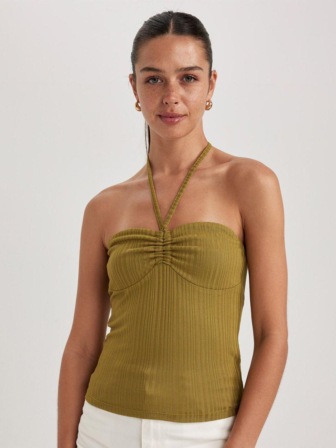 defacto halter neck ruched fitted top