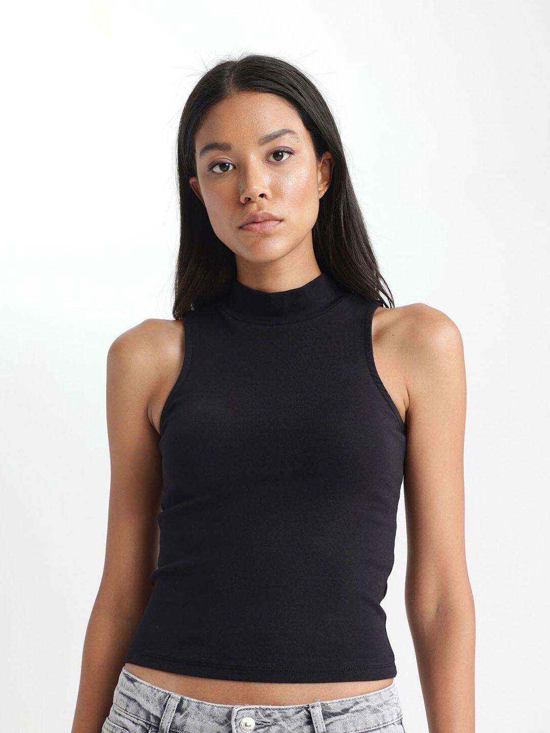 defacto high neck cotton crop top