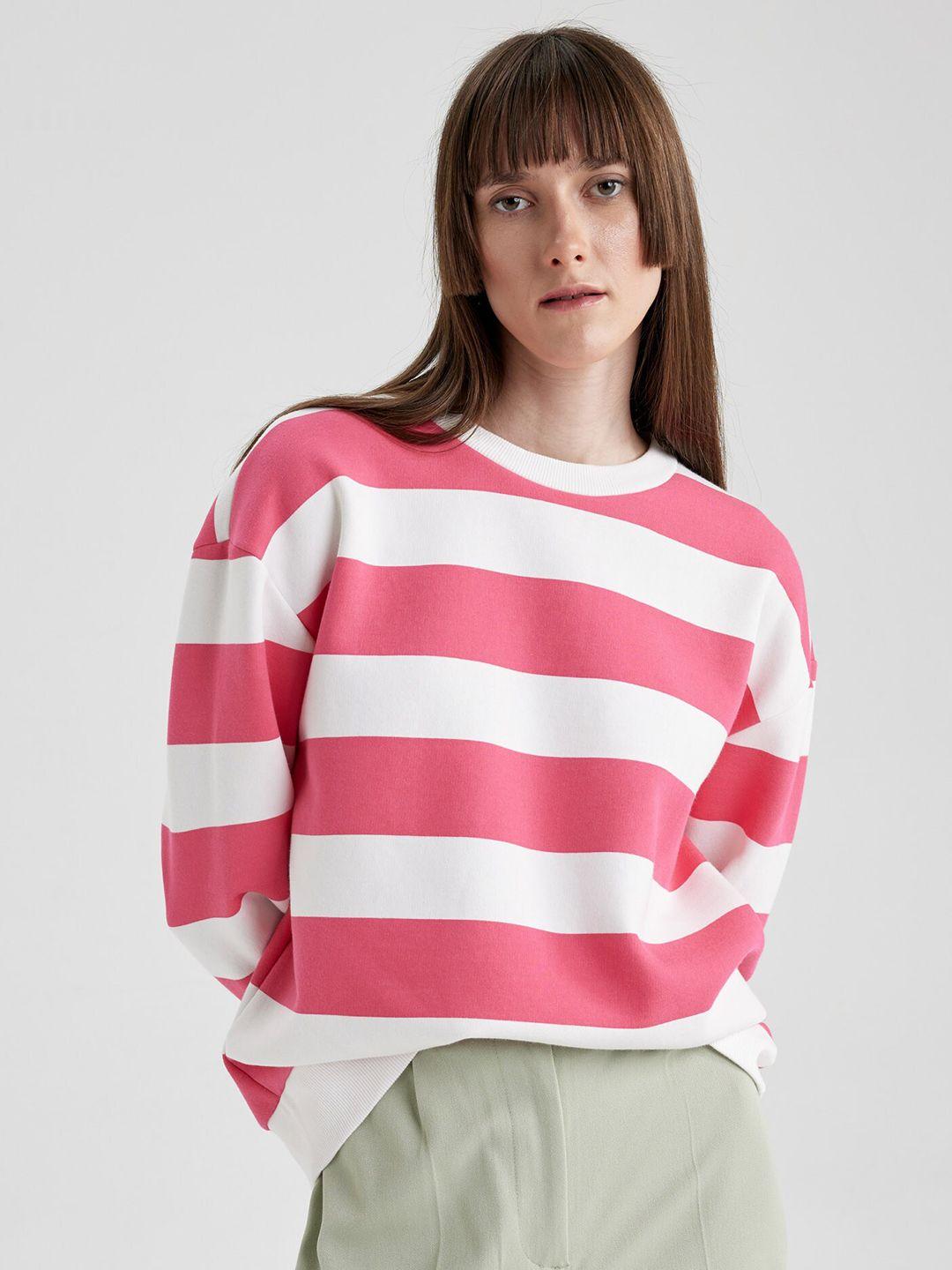 defacto horizontal striped round neck pullover