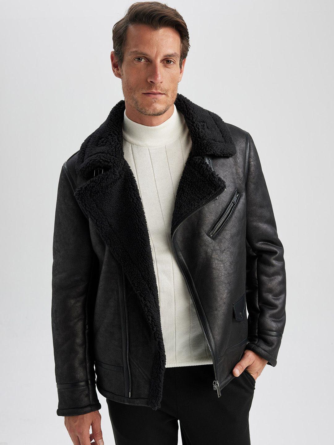 defacto lapel collar biker jacket