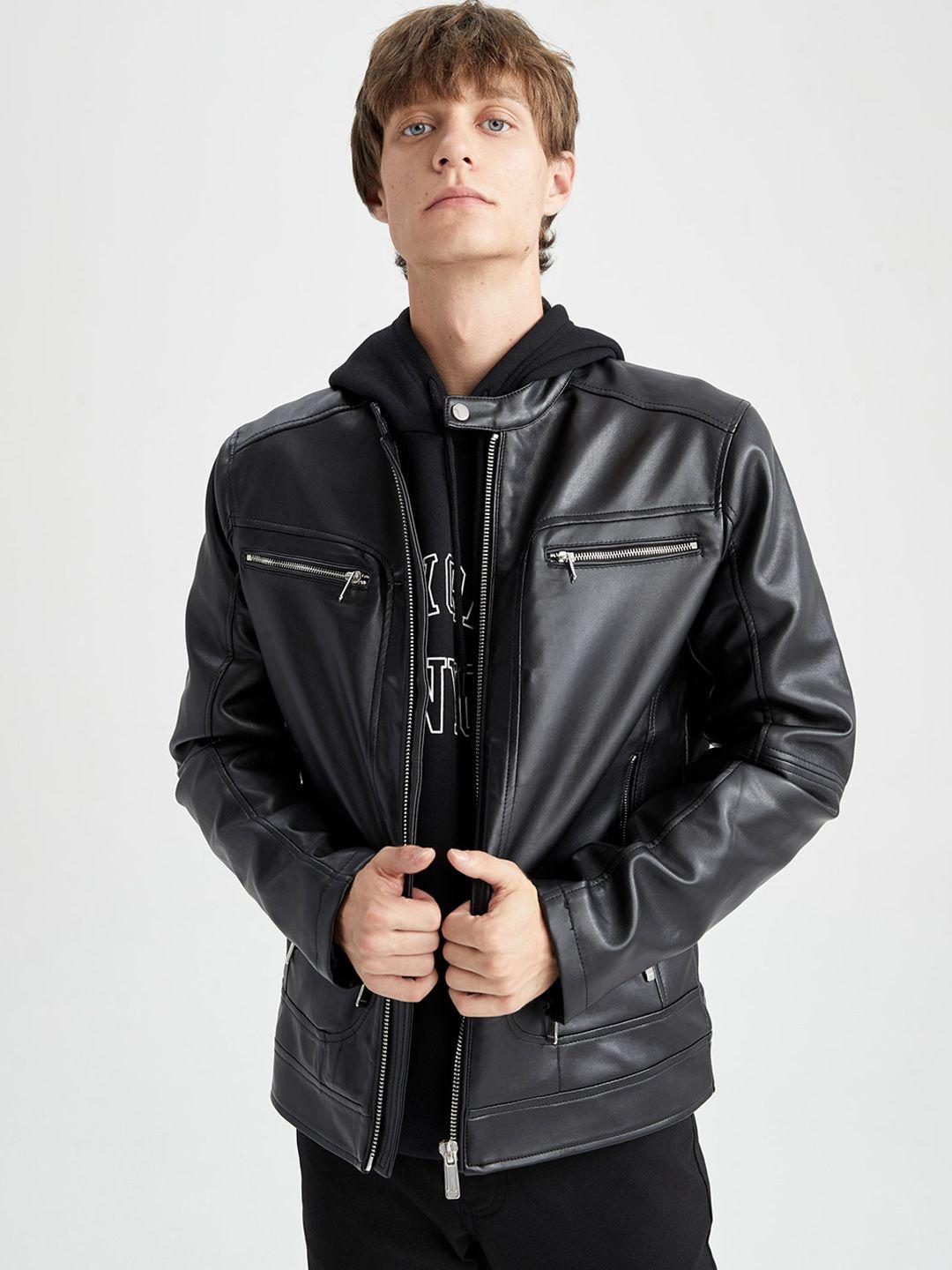 defacto mandarin collar biker jacket