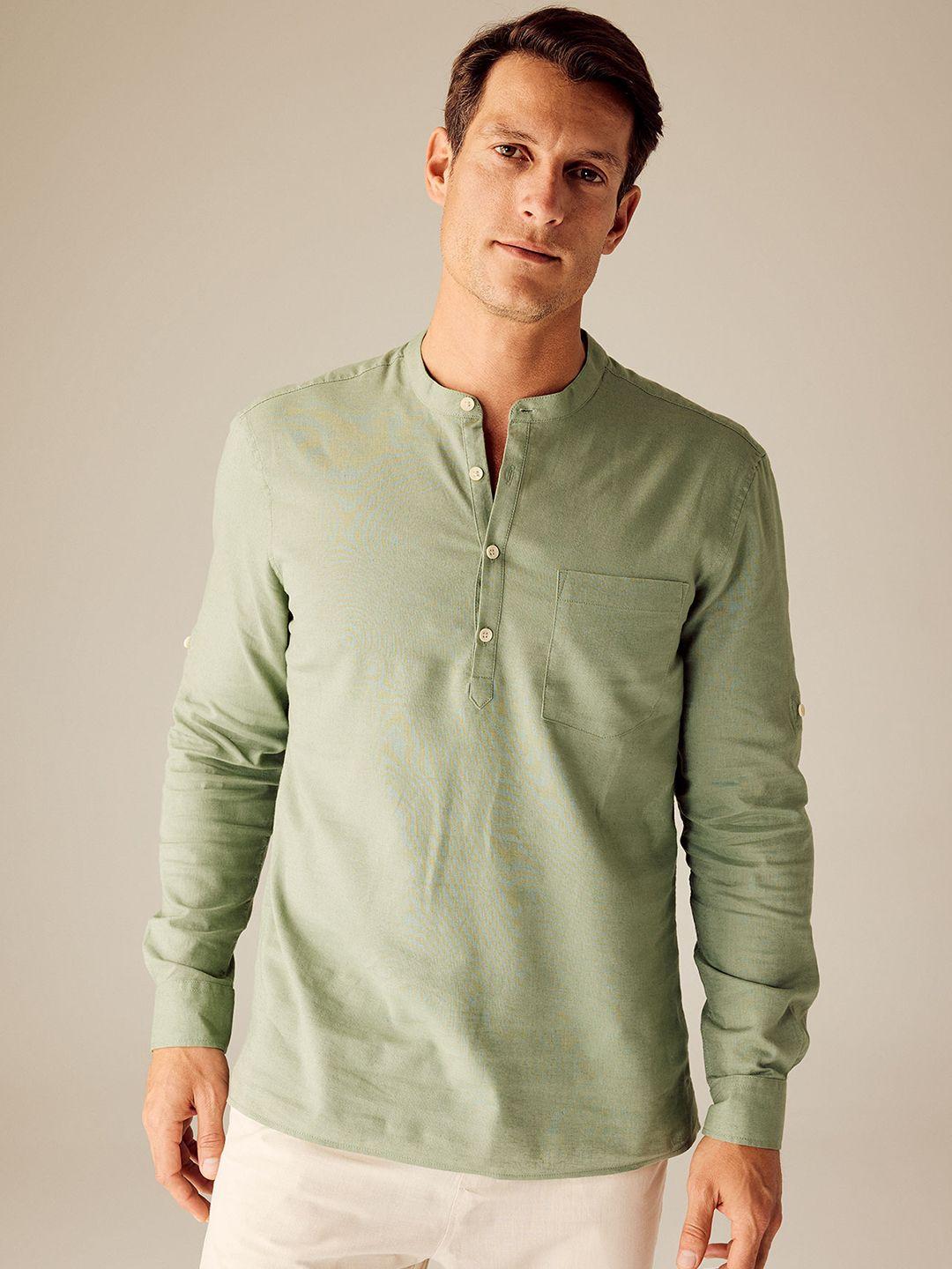 defacto mandarin collar cotton casual shirt