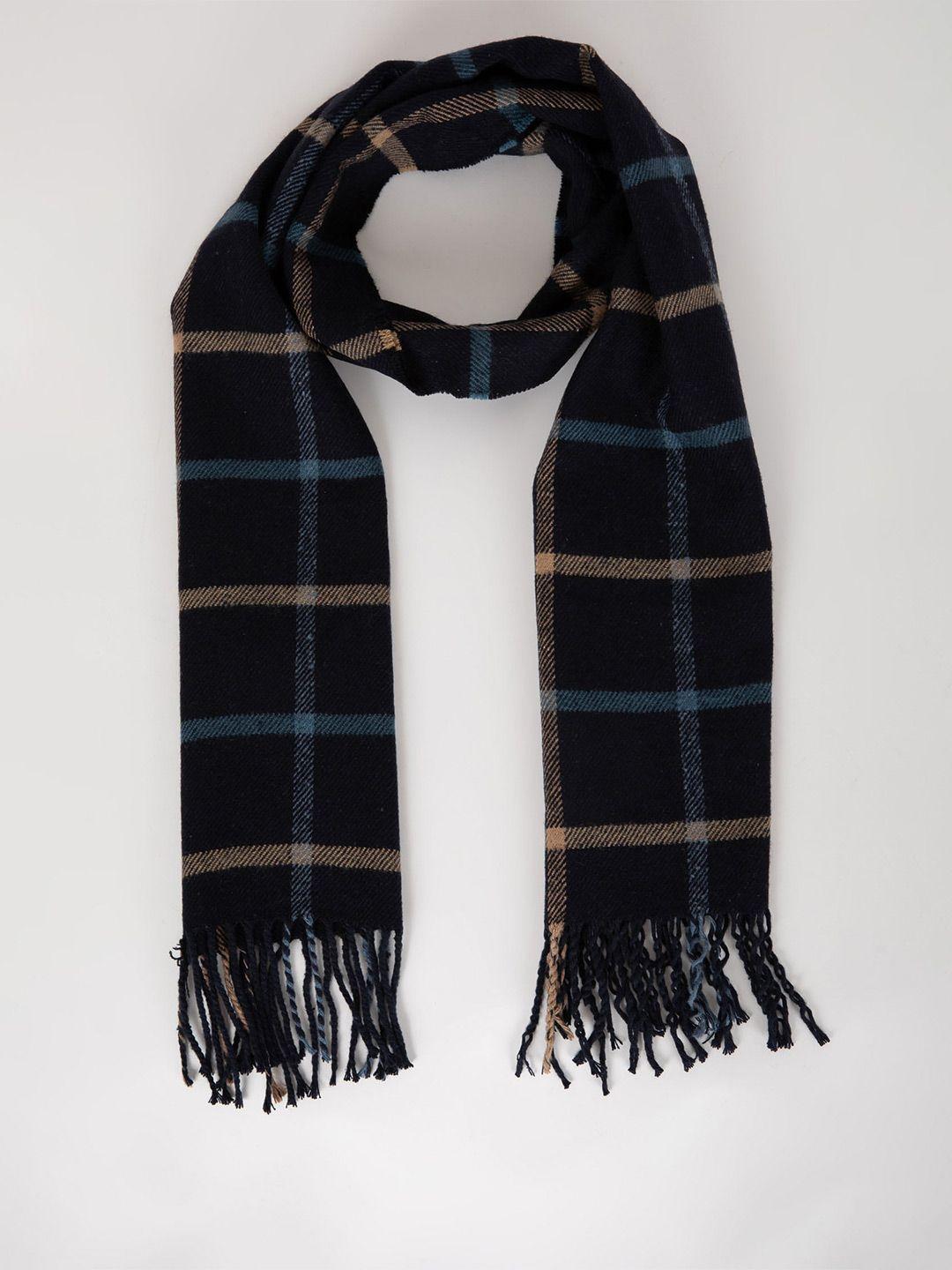 defacto men black & blue checked scarf