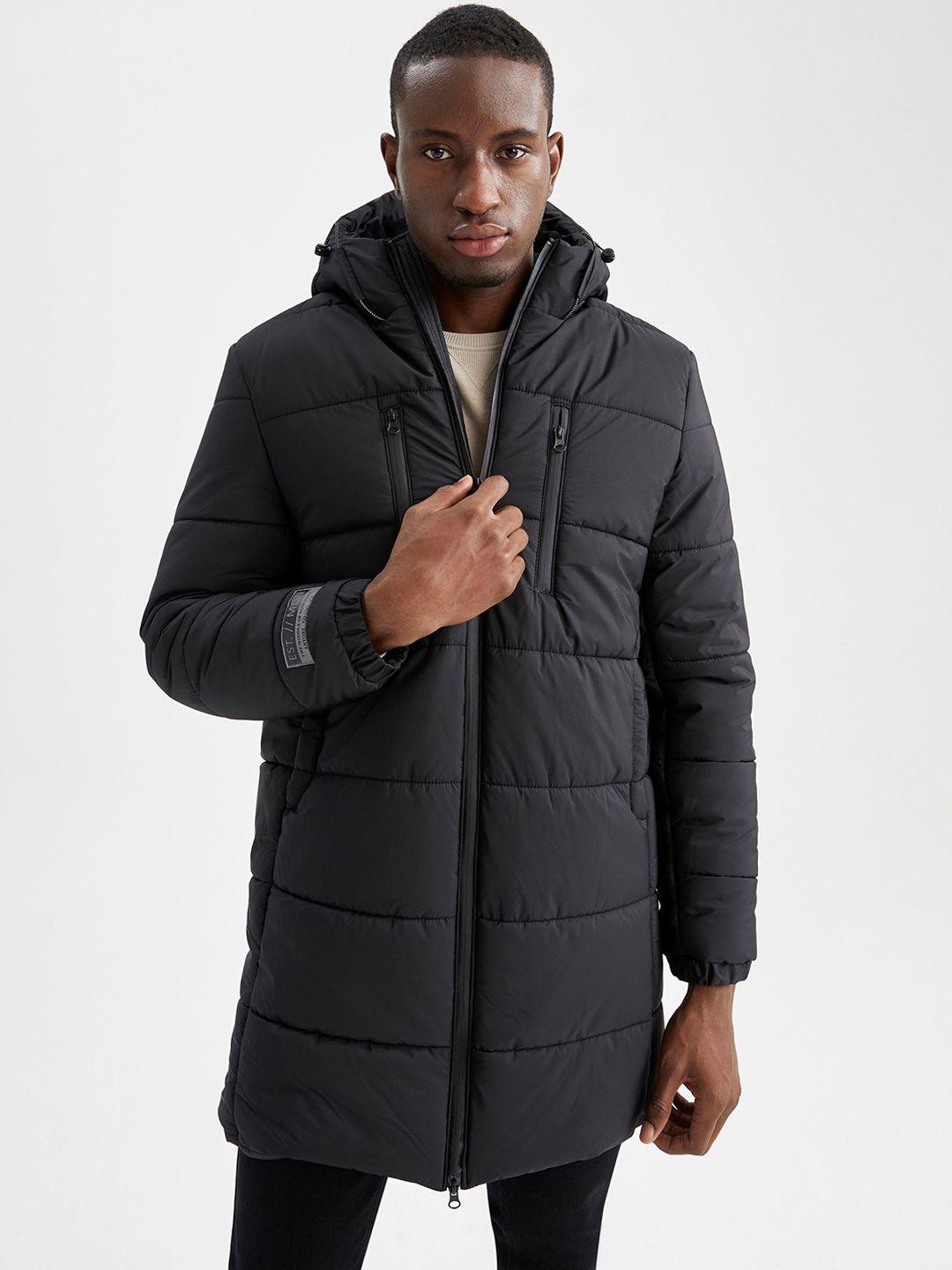 defacto men black longline puffer jacket