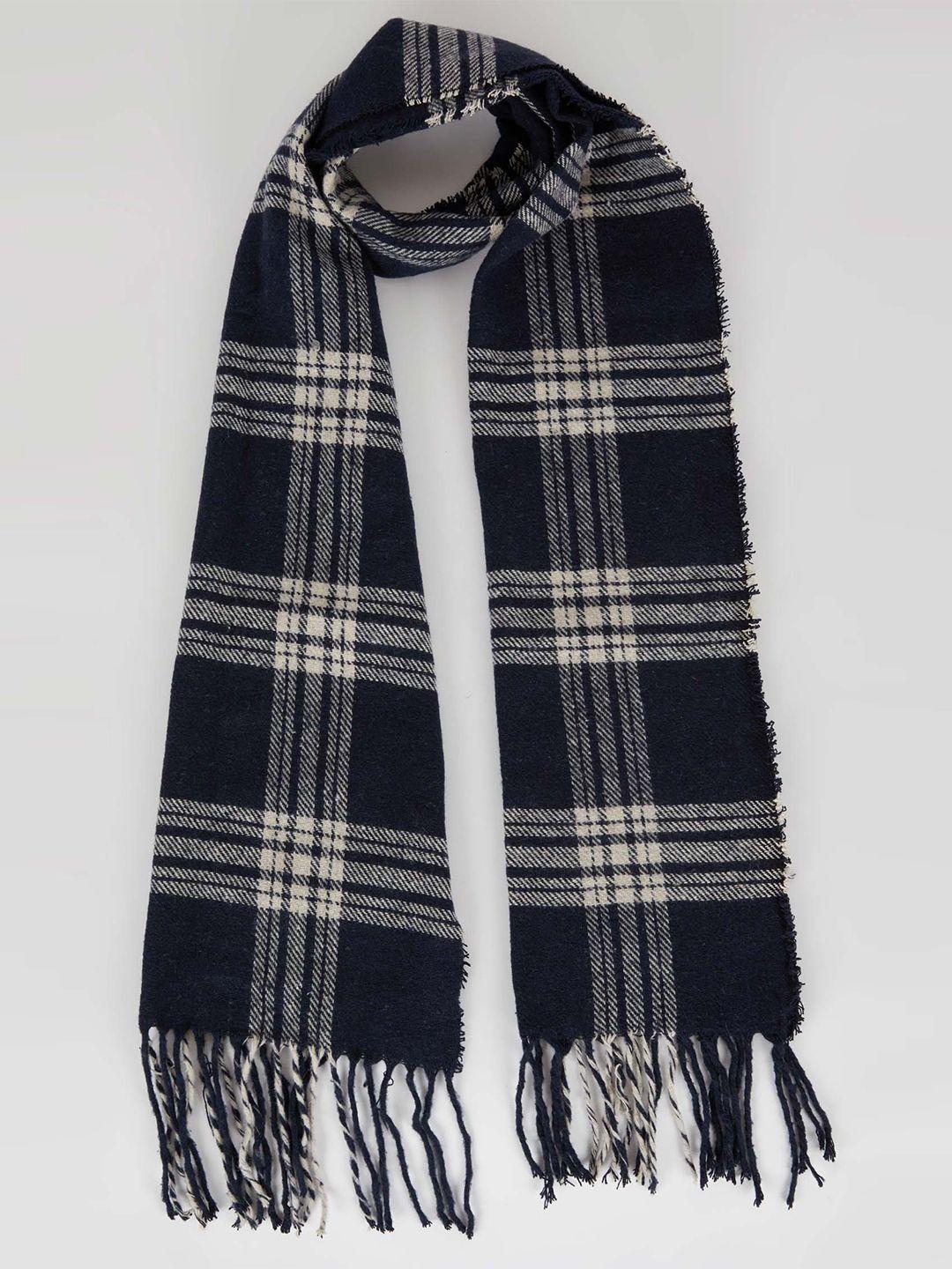 defacto men checked tasselled scarf