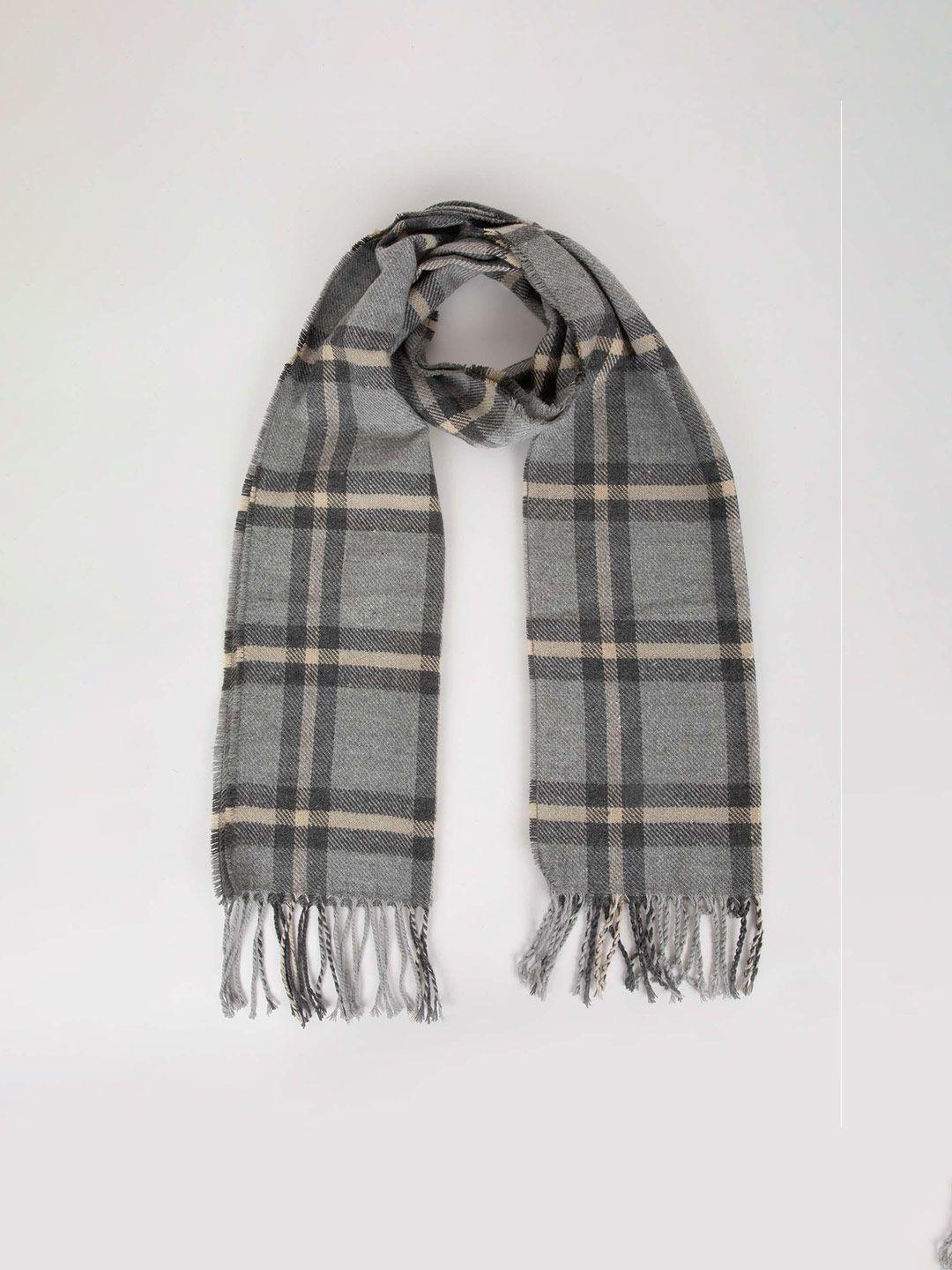 defacto men checked tasselled scarf